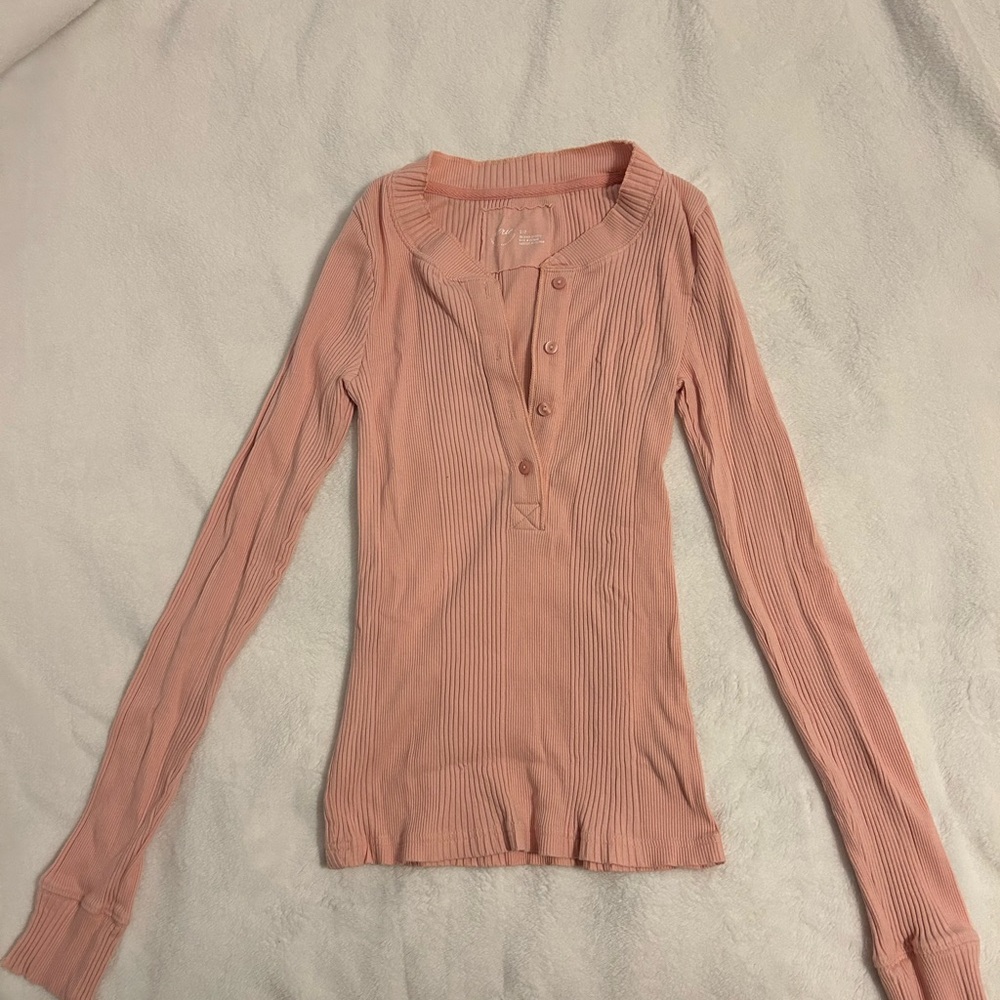 Aerie Pink Long Sleeve T - Tight Fit - Small